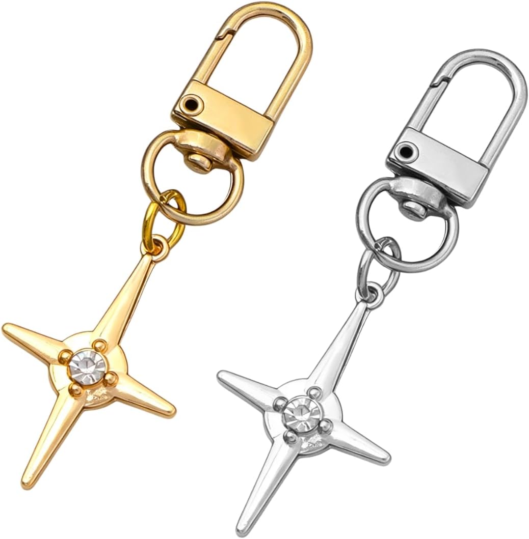 Gold Shiny Star Keychain Cute Celestial Charm Durable Metal Key Ring for Keys Bags Aesthetic Gift Car Party Decor
