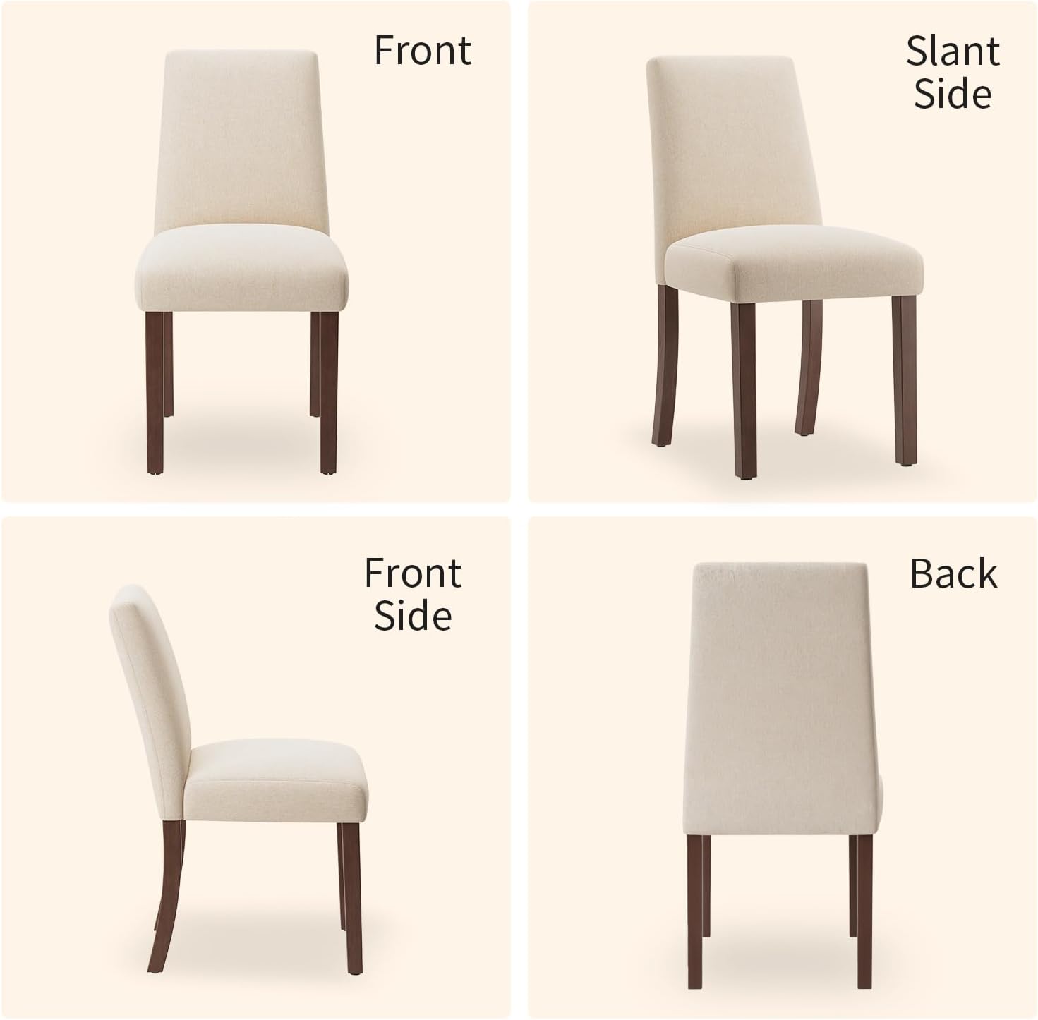 Dining Chairs Set of 4, Modern Dining Room Chairs with Wooden Legs, Upholstered Kitchen Farmhouse Parsons Chairs for Restaurant & Cafe- Beige