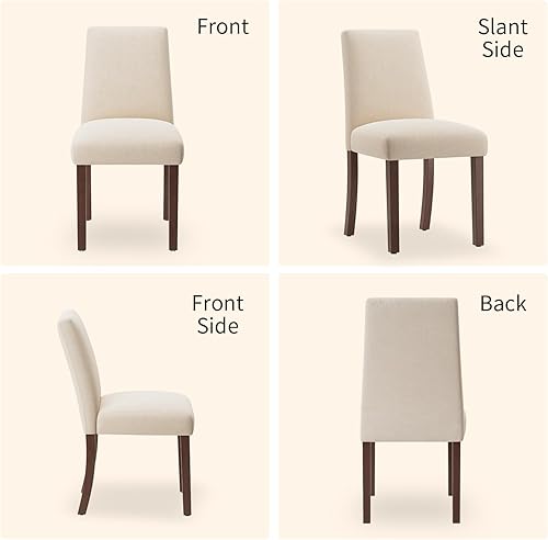 Miniatura 7 de Juego de 4 sillas de comedor, modernas sillas de comedor, silla tapizada de cocina estilo granja para restaurante y cafetería, color beige