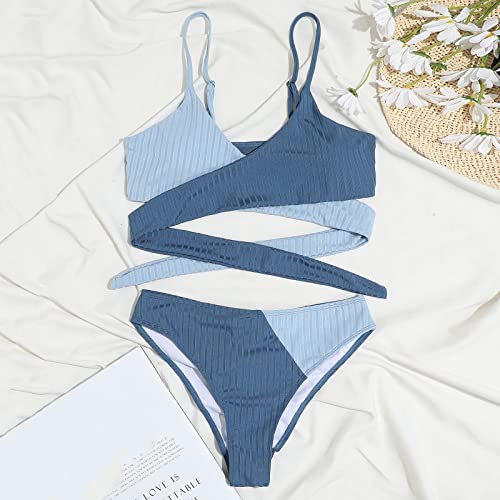Haut maillot de bain bleu haut de gamme avec armatures M - 5