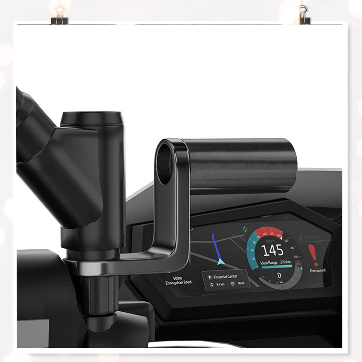 Moto Estensore per Manubrio Supporto - Luci da Lavoro Universale Torcia Specchietto Retrovisore Bici Tachimetro Faro Prolunga Staffa Scooter Luce Cellulare (2 Pezzi, Nero)