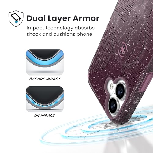 Image of Speck CANDYSHELL Grip +MS Case for iPhone 17 - Plumberry Glitter | Slim Protective Grip | Drop Protection | MagSafe Compatible