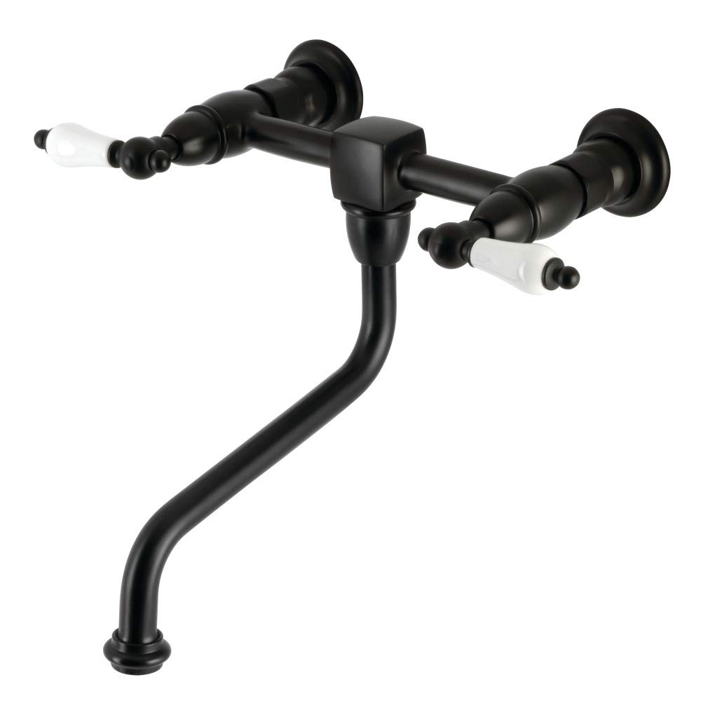 Robinet mural Kingston Brass noir mat pour nettoyer facilement le lavabo