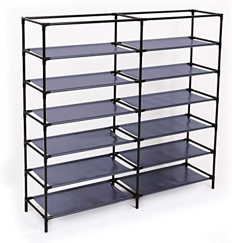 Meerveil Shoe Rack 7 Tier Canvas,Shoe Cabinet,Shoe Rack Standing for Living Room,Hallway,Shoes Storage Organizer for 36 Pair of Shoes with Dustproof Cover,110cm*115cm*30cm,Grey
