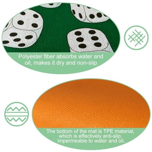 Tapis absorbant cuisine antidérapant lavable lot de 2 tapis verts dés