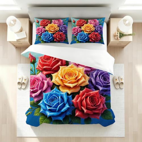 Housse de couette 200x200 rose colorée parure de lit microfibre avec fermeture éclair