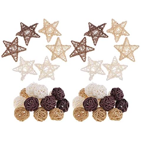kowaku 42Pcs Natural Wicker Rattan Ball Wedding Wood Twig Orbs Garden Decor Ornaments Cover