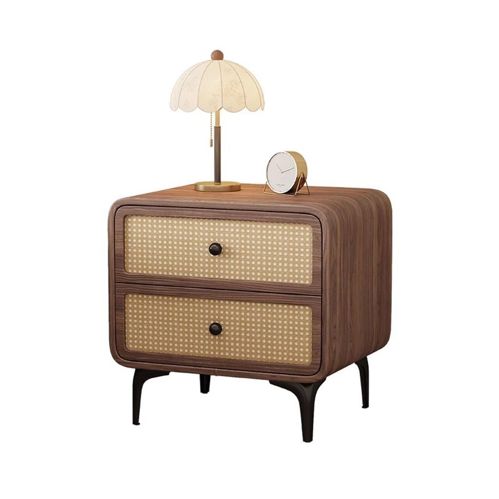 BHGFYXBS Side Tables Bedroom Home Creative Bedroom Solid Wood Bedside Cabinet Simple Rattan High-End Storage Bedside Tables,size_name-C:60CM*40CM*50CM