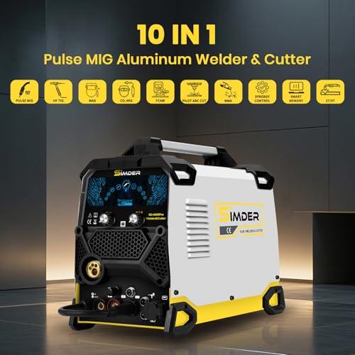 Image of SSIMDER MIG Welder 200A Plasma Cutter Welder Combo With 18PCS 15AK MIG Consumables 10 in 1 Multiprocess Welder Pulse MIG /Gas MIG /Flux Core /HF TIG /Stick /Cut Aluminum Welder for Home DIY Outdoor