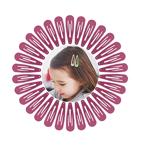 100pcs Solid color 5cm Metal Hairgrip Girls Snap Hair Clips for Children Baby Hair Accessories Women Barrettes Clip Pins (rose)