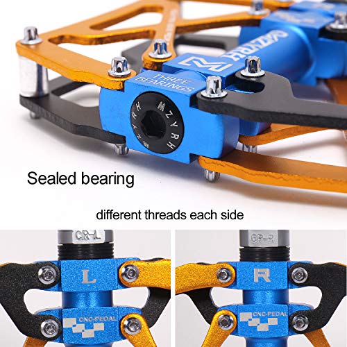 Image of MZYRH Mountain Bike Pedals, Ultra Strong Colorful CNC Machined 9 /16 inch Cycling Sealed 3 Bearing Pedals