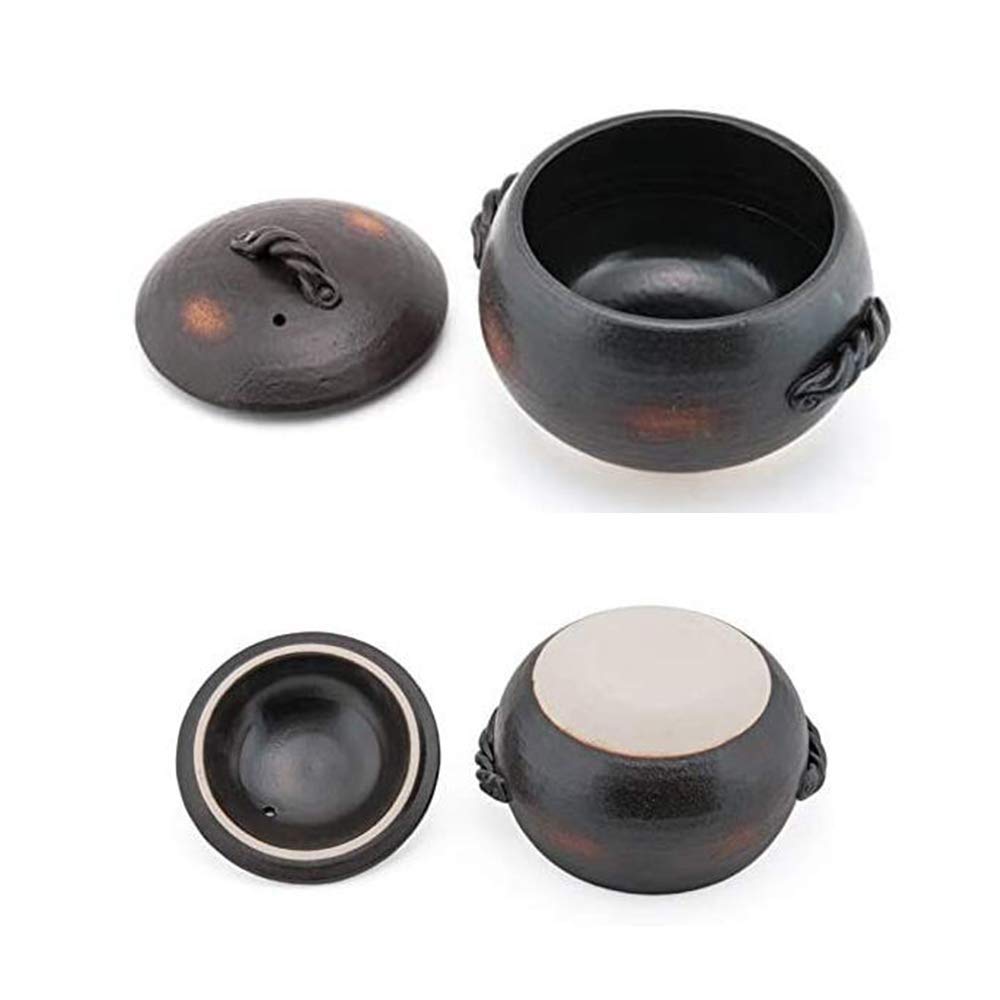 Casseruola in Ceramica di Terracotta con Grande capacità e Coperchio Pentola per zuppa Pentola Calda Giapponese (Nero 4,2 l)