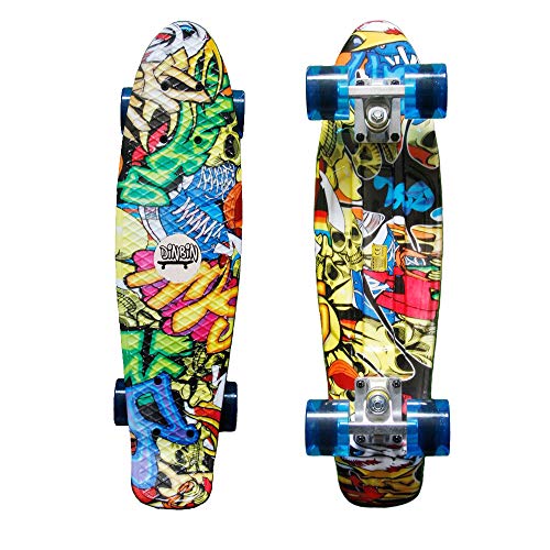 DINBIN Complete Highly Flexible Plastic Cruiser Board Mini 22 Inch Skateboards for Beginners