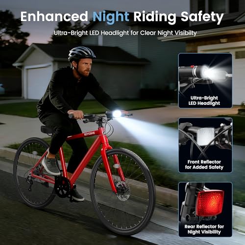 MOPHOTO Hybrid Bike for Adults, 700C City Commuter Bicycle,