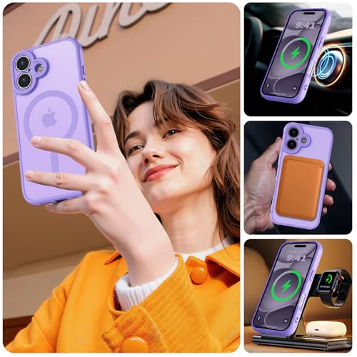 Image of MOCCA Strong Magnetic Compatible with iPhone 17 Case [Compatible with Magsafe] [Full Camera Protection] Slim Translucent Matte Shockproof Phone Case Cover 6.3 inch,Light Purple