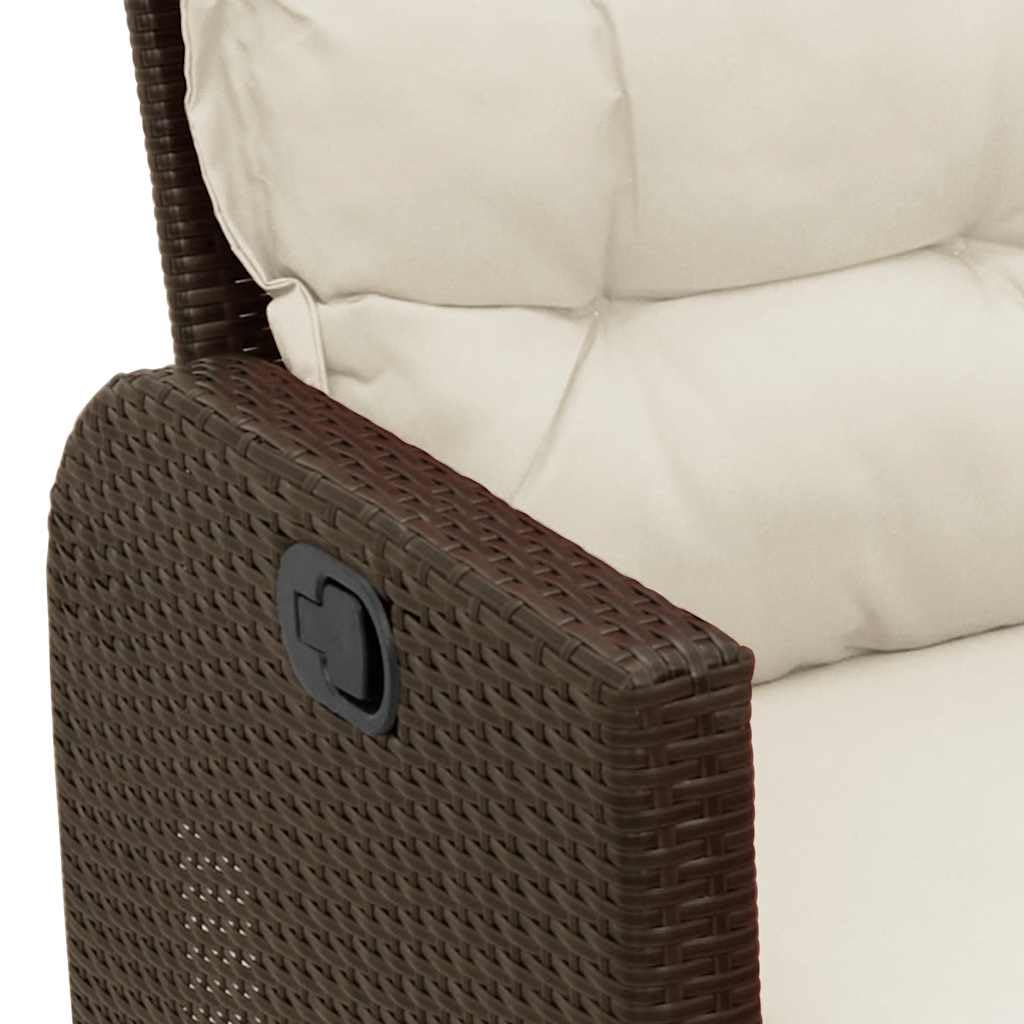 vidaXL Sofá de jardín reclinable con Cojines en Forma de L marrón, sofá de Exterior, sofá de jardín reclinable, sofá de jardín en Forma de L