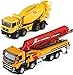 DENGJU Set di 2 Pezzi 1:18 Modello pressofuso di Simulazione di Camion Pesante Modello di Auto in Lega Suono e Luce Pompa per calcestruzzo autobetoniera Modello di Veicolo di ingegneria con 2 Bambole