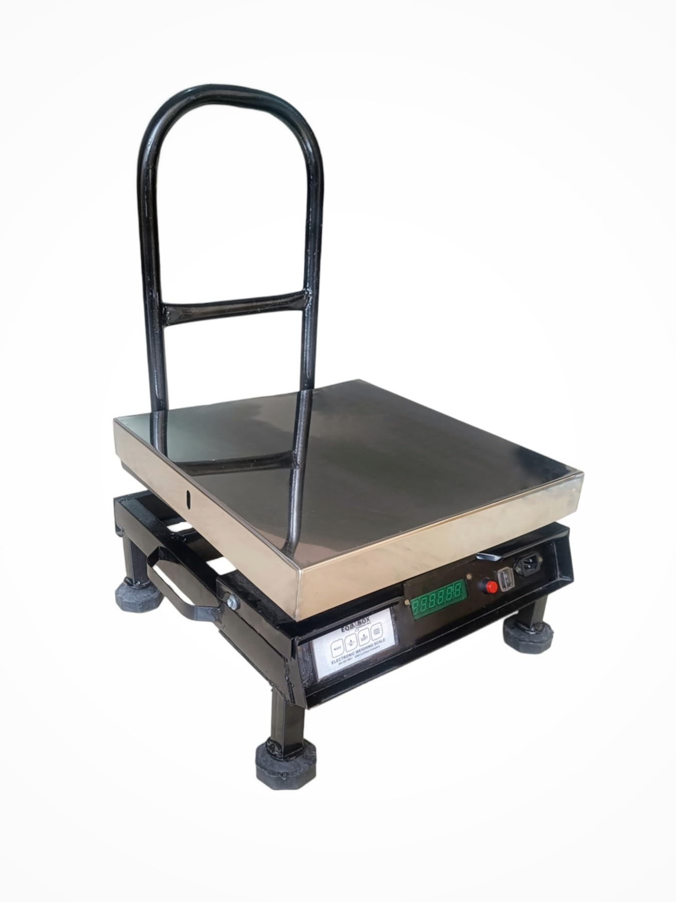 EQUINOX Weighing Scale Capacity 200kg x 20g Accuracy, Chargeable Digital Weighing Machine, Green LED display, Heavy-duty Stainless Steel Pan size 16x16" (400x400mm.)