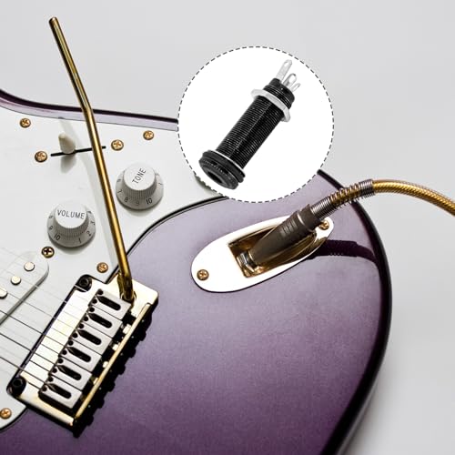 Cylinder Input Output Jack Stereo Guitar Bass 1/4Inch Barrel Jack with 3 Pins Guitar Jack Guitar Fittings Bass Jacks Embedded