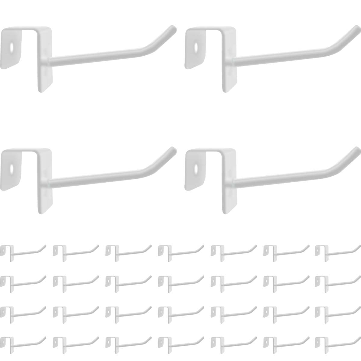 32 Pcs Small Metal Panel Hook Hanger for Jewelry Tower, Clothes, Scarf, hat, Key, and mask. Coated with White Painting