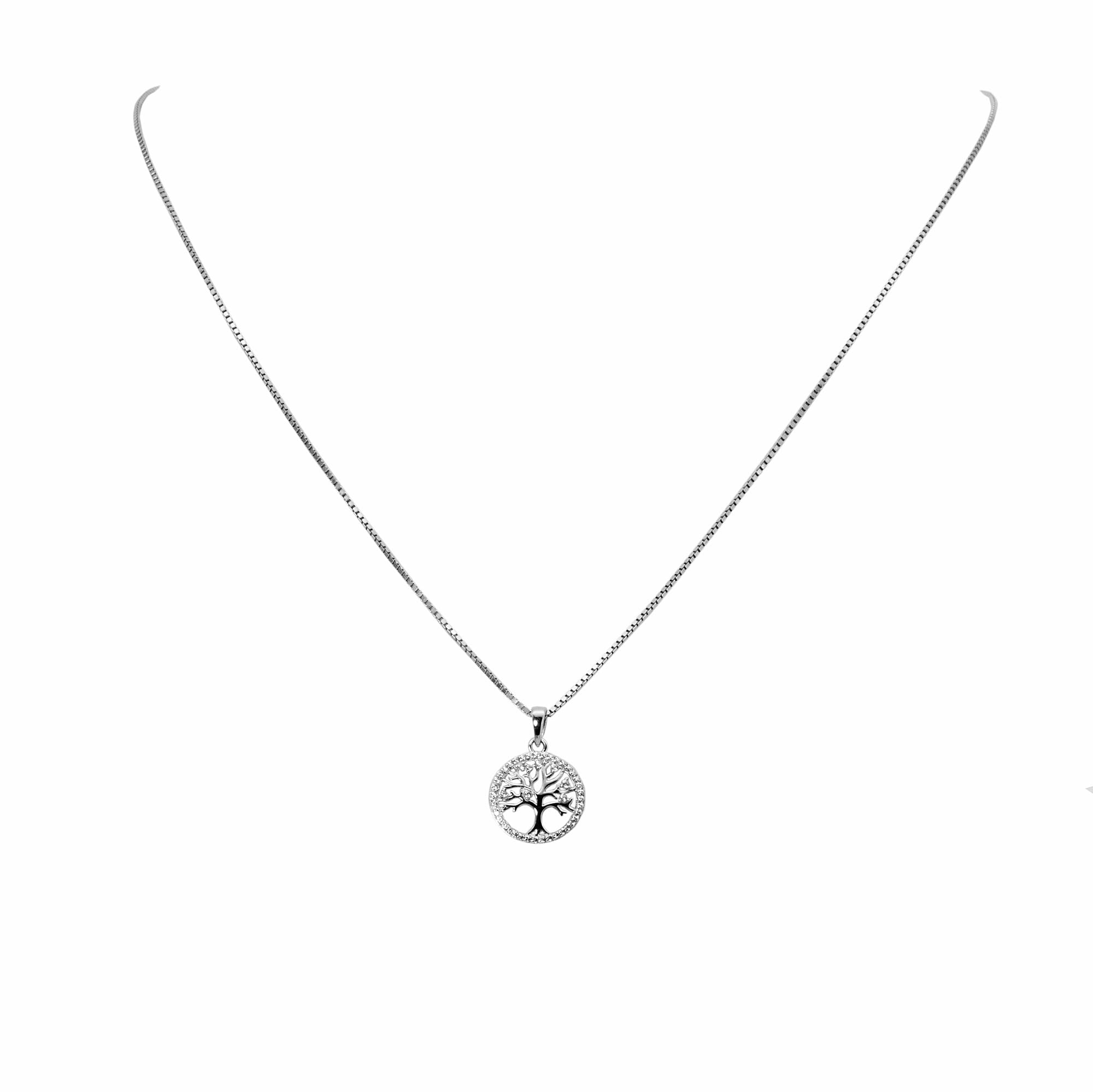 Venezianer Kette Halskette Anhänger Lebensbaum Zirkon 925 Sterling Silber Damen Herren Halskette