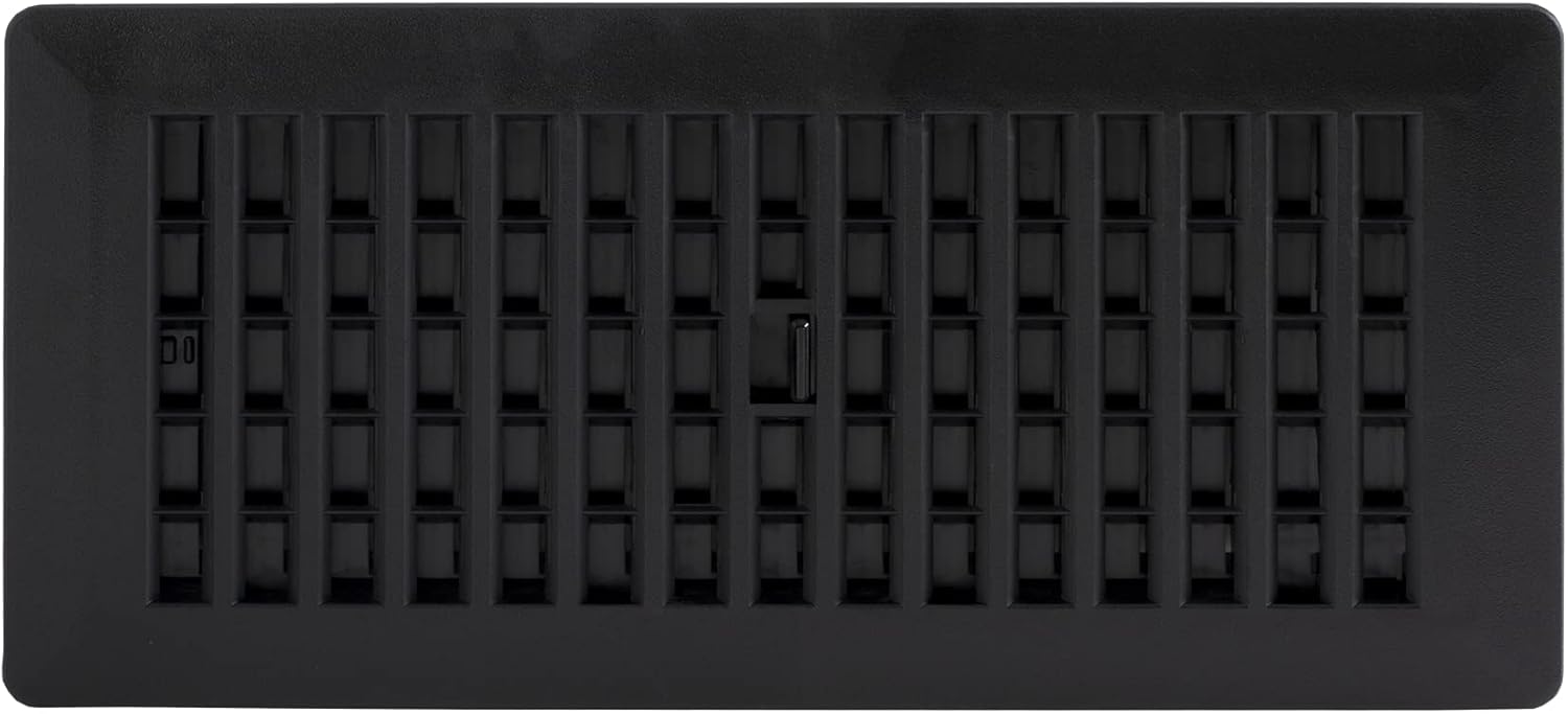 Black Rectangular Plastic Floor Register, 4x10 Inch