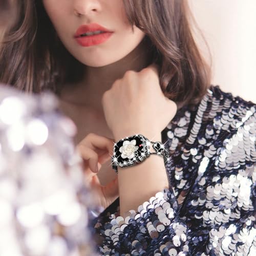 Wingle Bling Case Bumper for Apple Watch Series 11 10 42mm Case Cover, 4 Leaf Clover Lace Edge Diamond Crystal Rhinestone Protective Face Cover Hard PC Frame Protector iWatch 11 10 Cases 42 mm, Black - image 8