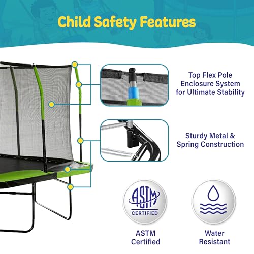 Image of Upper Bounce Rectangle Trampoline Set with Top-Ring Enclosure Net, Outdoor Backyard Recreational, Gymnastics Activity for Kids and Adults, High Weight Capacity 500 lbs