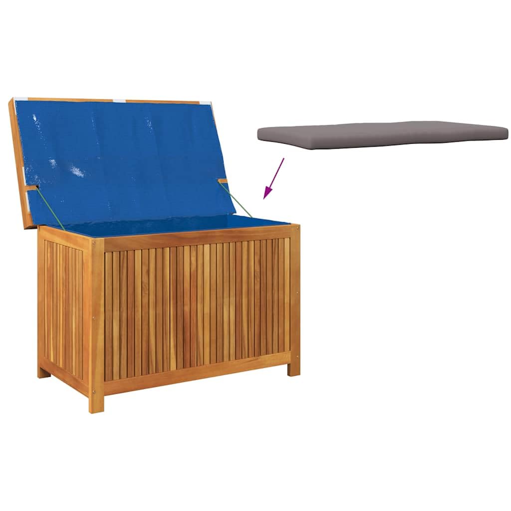 Gecheer Scatola per Cuscini da Esterno, Contenitore di stoccaggio con Coperchio e Borsa Impermeabile, 90 x 50 x 60,5 cm, Legno massello di Acacia, per Arredamento Giardino e terrazza