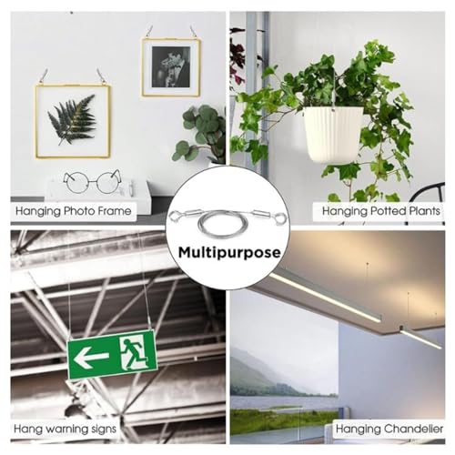 Image of 2pcs Adjustable Picture Hanging Wire Stainless Steel Heavy Duty Wire Rope for Hanging Hardware Holds Up to 66lbs