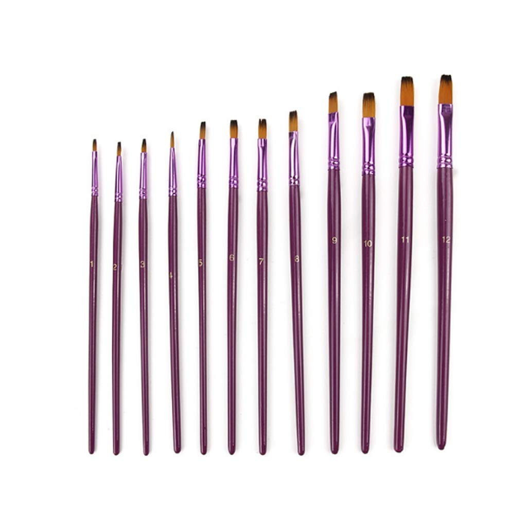 Stylo de Peinture 12 pcs/lot différentes Tailles Artiste Fin Nylon Cheveux Pinceau Ensemble pour Aquarelle Peinture à l'huile pinceaux Dessin Art Supplie Pinceau à Huile Stylo (Color : B) (A)