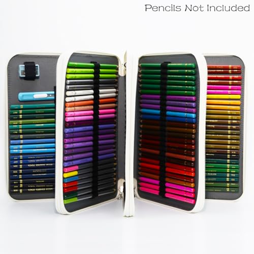 Image of YOUNGCOL 200 Slots Colored Pencil Case Color Pencil Organizer Storage Large Capacity Pencil Case (Faint Yellow + Flower)