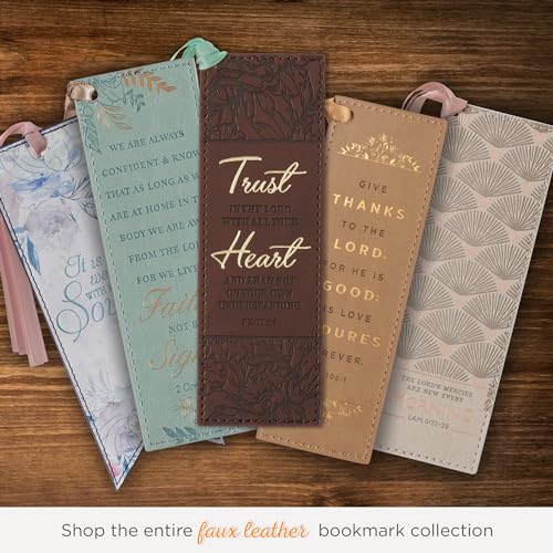 Image of Christian Art Gifts Premium Faux Leather Floral Bookmark: Trust in The Lord