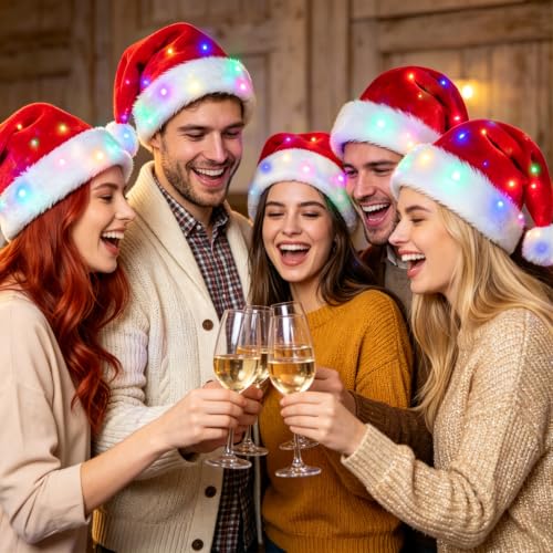 Santa Hats Adult 4-Pack with LED Lights - image 6
