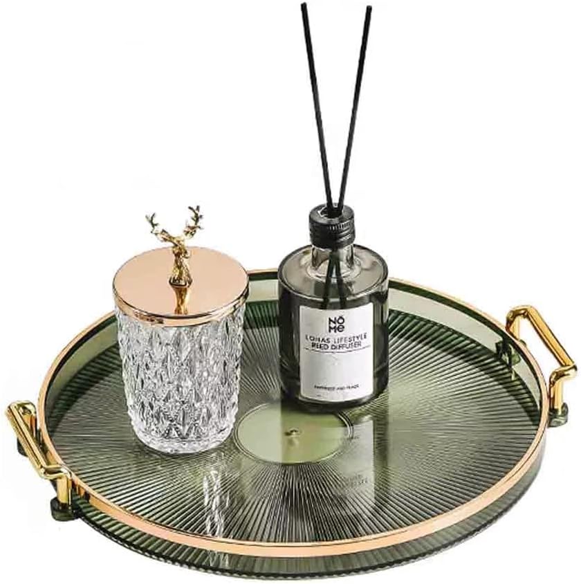 Acrylic Vanity Tray with Gold Handles, Decorative Serving