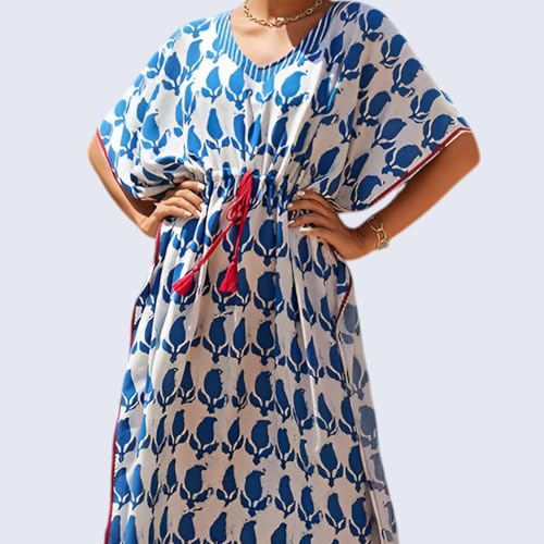 Image of Miss Lavish London Long Kaftan Dress for Women - Summer Printed Plus Size Maxi Caftan