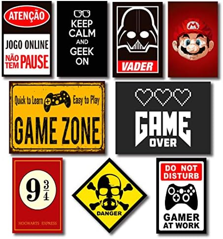 Kit Placas Decorativas Geek Nerd Frases Mdf - 9 Placas