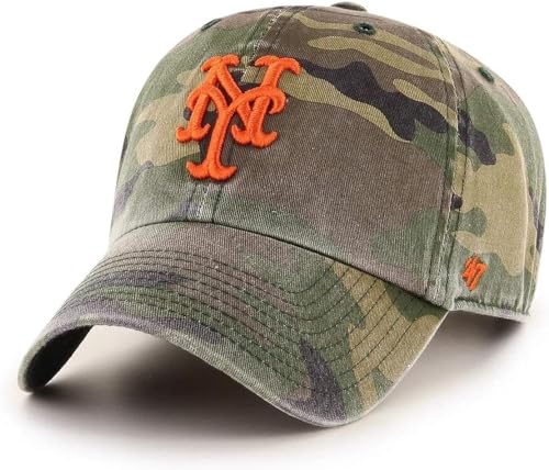 47 MLB Unisex-Adult Camo Clean Up Adjustable Hat Cap One Size (US Alpha One Size New York Mets)