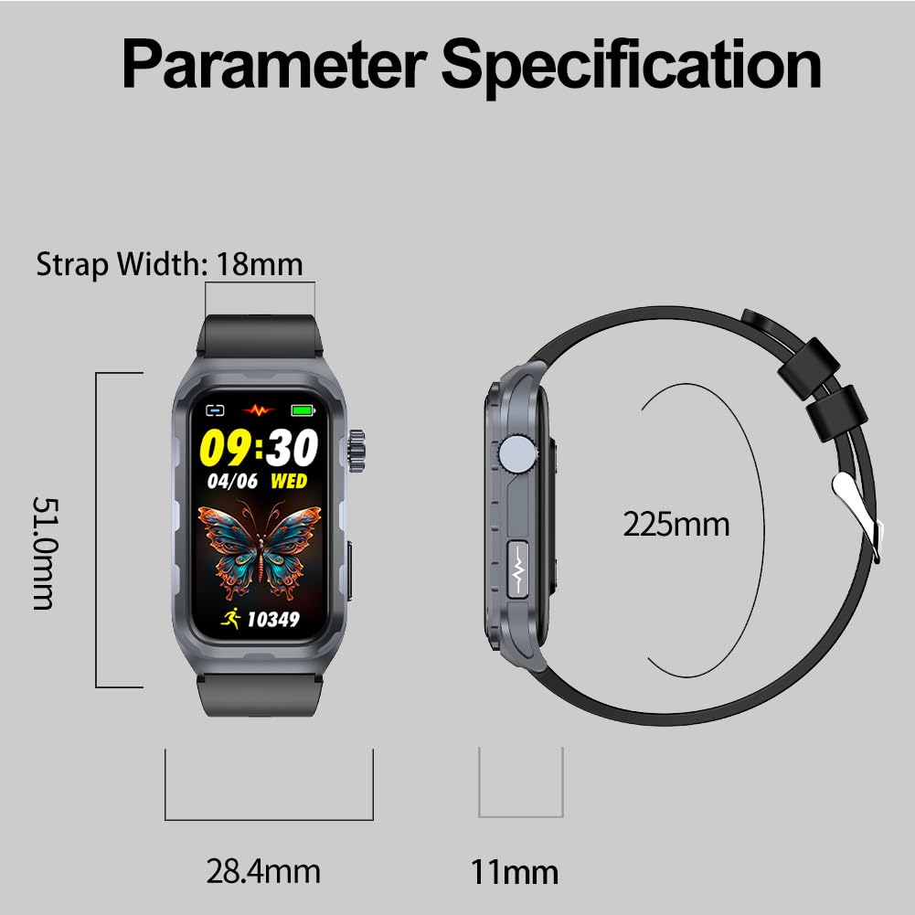 Smartwatch ECG Uomo Donna, 1,47 pollici Impermeabile Orologio Intelligente con Contapassi SpO2 PPG BP HR Cardiofrequenzimetro Notifica di Chiamata per Android iOS