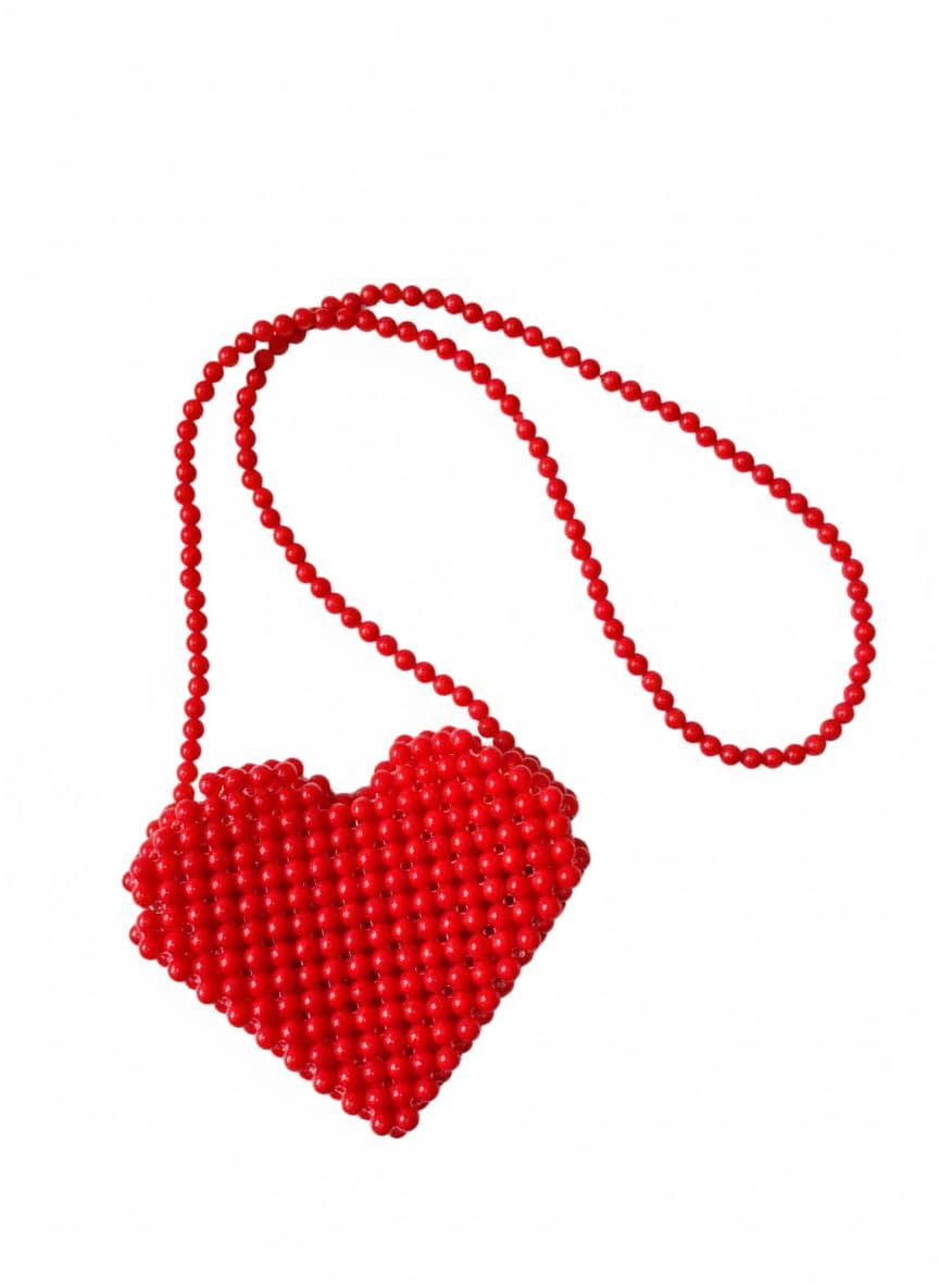 velentine special- Red Heart Shape beaded bag-picture-48