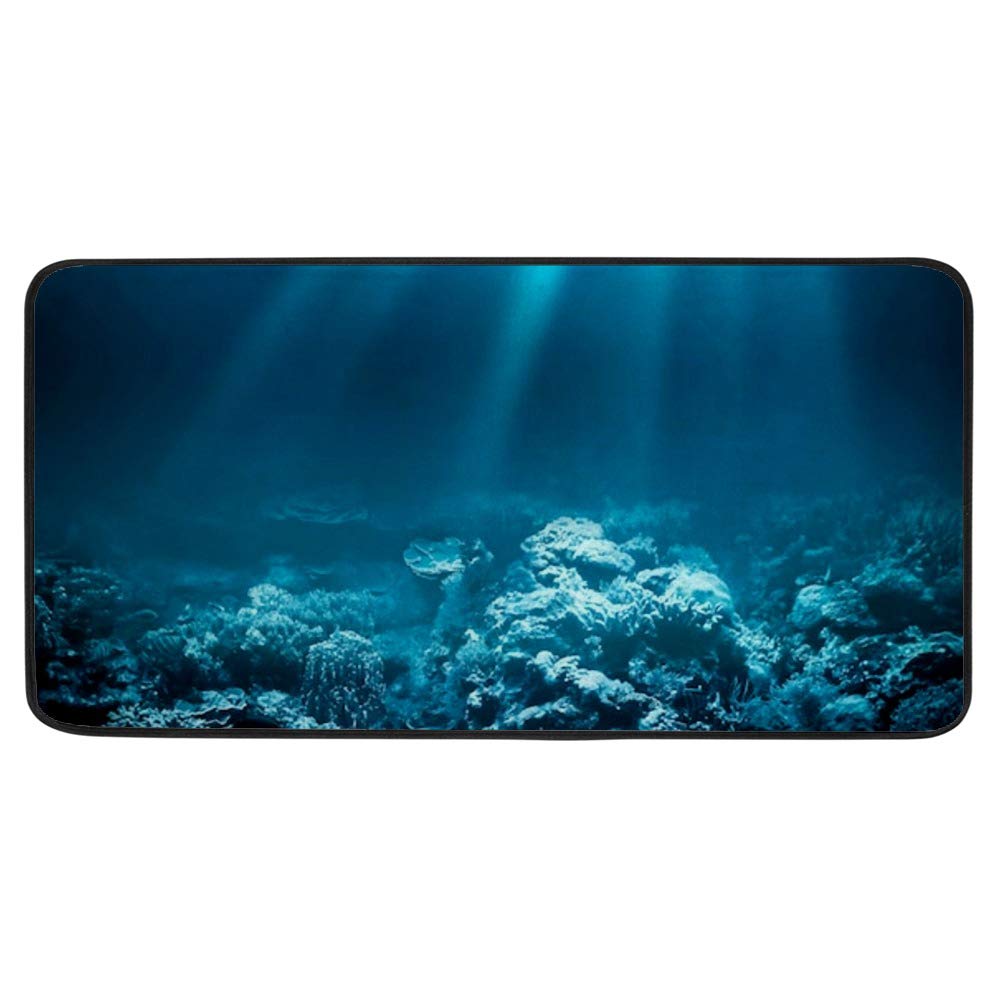 Tapis de cuisine effet marin et soleil corail design CHEHONG