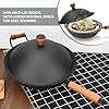 Hxankit Premium Light Carbon Steel Non-Stick Wok,13 Inches Stir Fry Pans with High arch Lid,Pre-seasoned Pan Flat Bottom Multifunctional Cookware Chinese Wok for Electric,Induction,Gas, Halogen #2