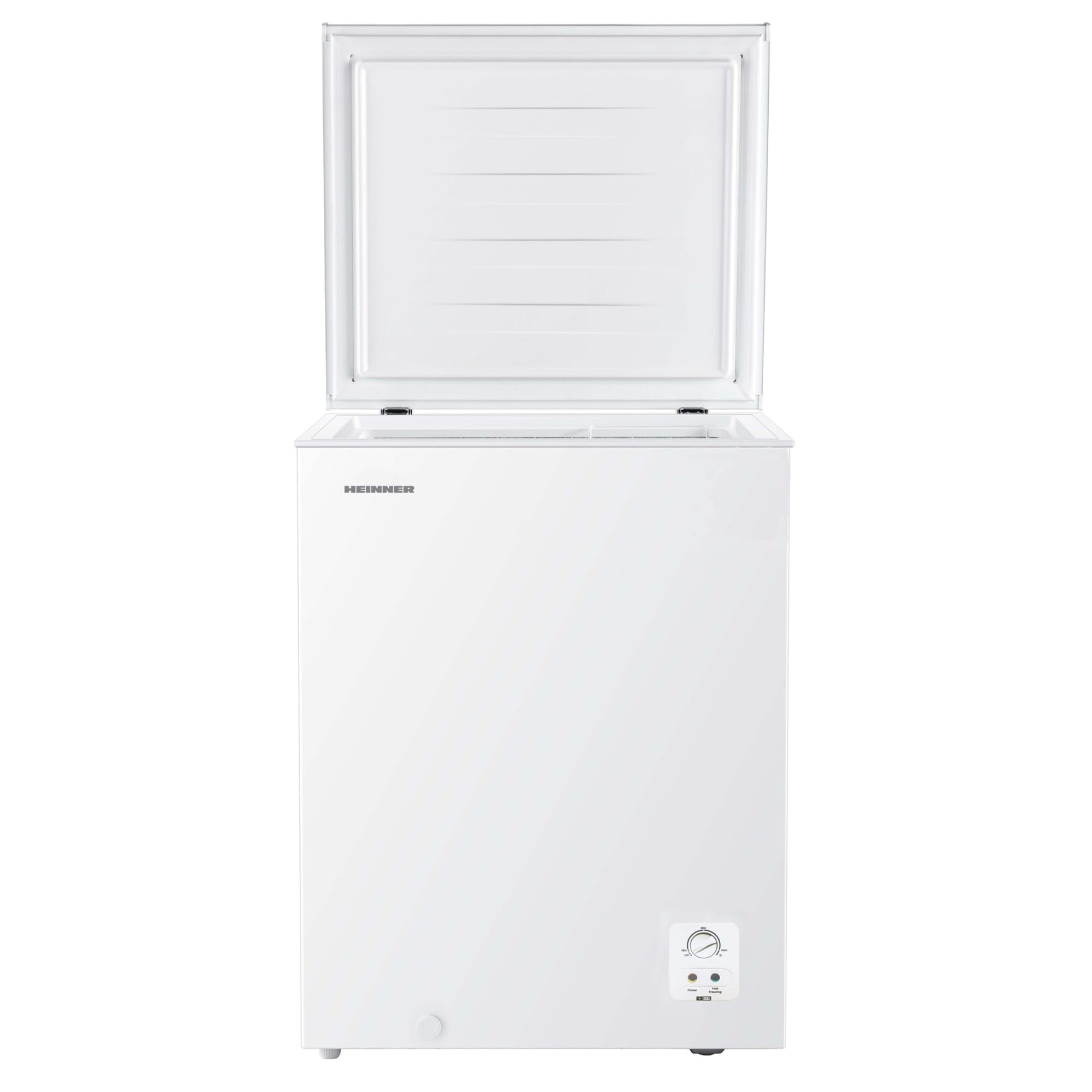 HCF-HS142E++ Gefriertruhe – 142 L Fassungsvermögen, energiesparend (Energieklasse E), leiser Betrieb, reversible Tür links/rechts für flexible Platzierung, Weiß, inkl. 5‑Jahres‑Garantie