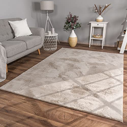 TT Home Wohnzimmer Teppich Hochflor Langflor Kunstfell Weich Modern Unifarben Flauschig,...