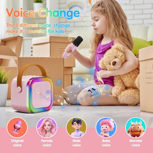 Image of MiniExplorer Rechargeable Wireless Mini Portable Bluetooth Karaoke Machine | Bluetooth Speaker with Microphone & LED Lights - Kids Music Singing Toys for Girl Boy Birthday Gift Ideas