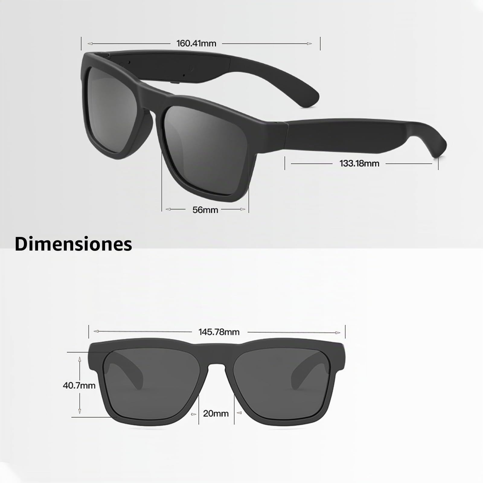 OhO sunshine Gafas de sol con audio Bluetooth, ligeras, de oído abierto, 10 horas de reproducción, resistentes al agua con control de voz