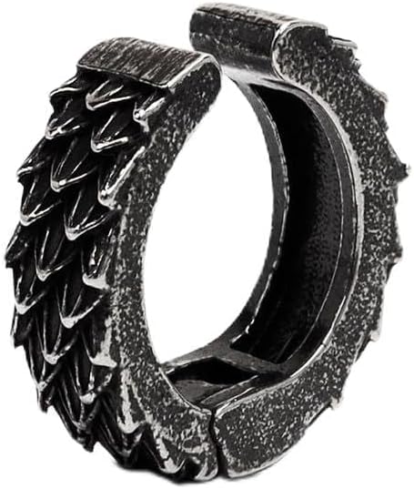 ステンレス イヤーカフ ブラック 燻し 鱗 うろこ 耳飾り イヤークリップ EARCUFF 穴不要 片耳一点