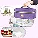 CURMIO Essential Oil Storage Case for 40 Bottles (5ml-30ml), Essential Oils Organizer Case with 2 Detachable Visible Pouches and Portable Handle, Patented Design, Purple (Bag Only)