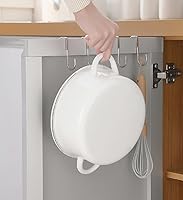 Vista 5 de Soporte de gancho para cajón de puerta – 304 acero inoxidable doble en forma de S gancho de metal resistente sin perforar la puerta trasera