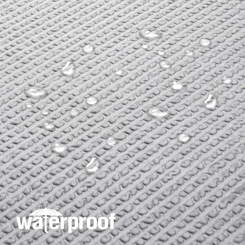 Image of HOMETHREADS Embrace Luxury with Our 6-Feet Long Premium Polyester Shower Curtain with 12 Hooks for a Lavish Bathroom Ambiance | Stylish, Splendid, and Perfectly Sized (Waffle L.Grey, 180x180cm)